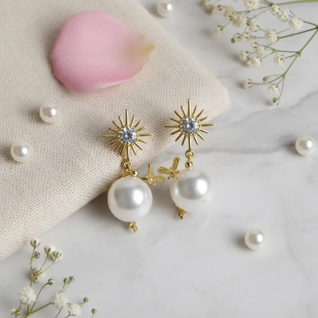 Celestial Pearl Drop Earrings