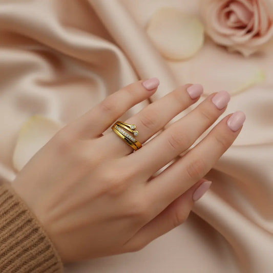 Layered Crystal Statement Ring