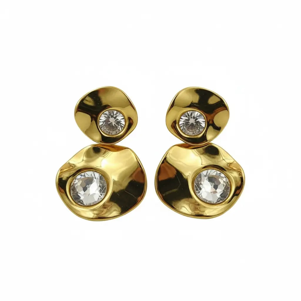 Gold & Crystal Drop Earrings