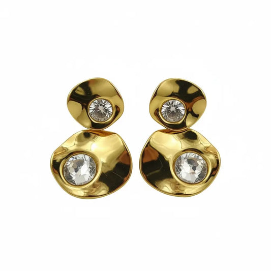 Gold & Crystal Drop Earrings