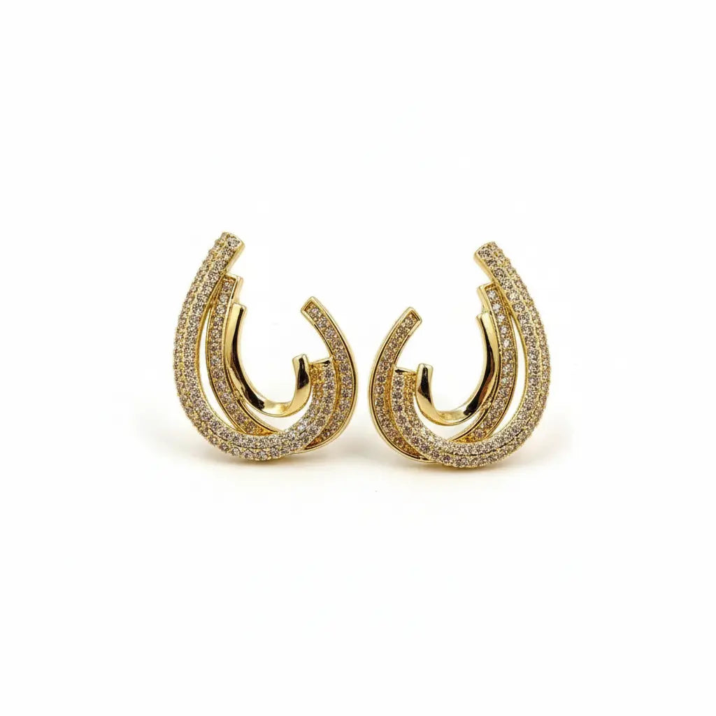 Triple Layer Crystal Earrings