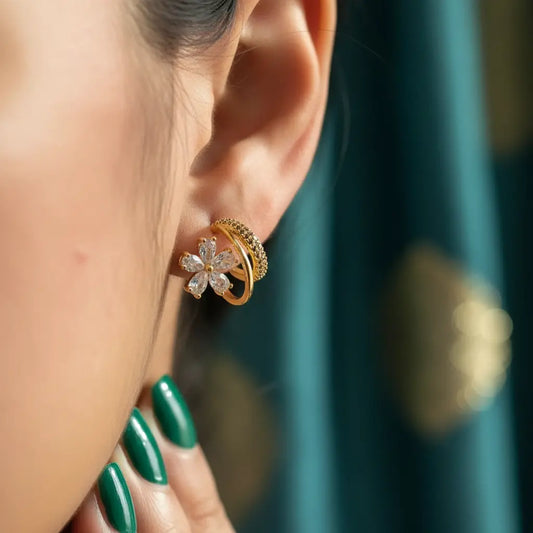Crystal Flower Hoop Earrings