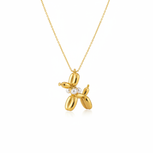 Golden Dog Charm Necklace