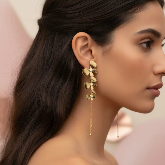 Golden Bloom Drop Earrings