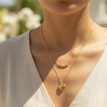 Layered Heart and Bar Necklace