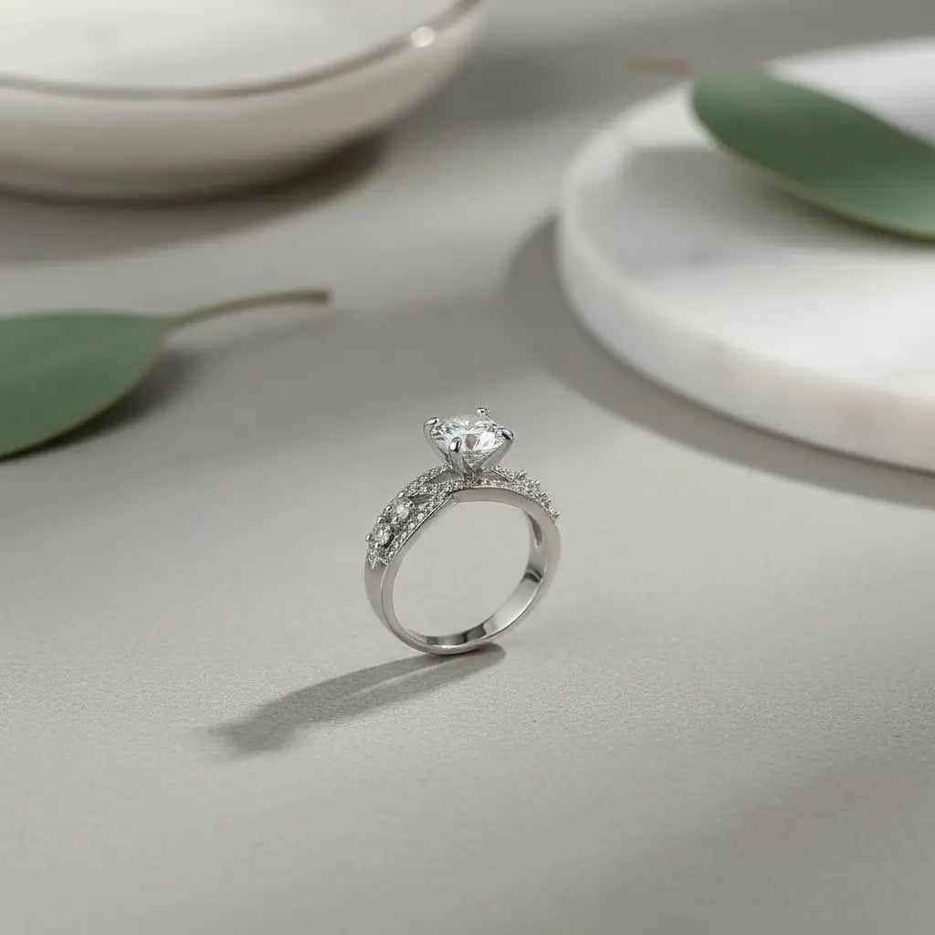 Geometric Solitaire Ring