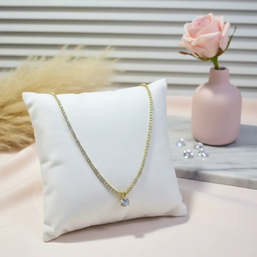 Crystal Line Solitaire Necklace