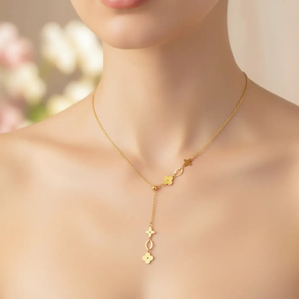 Adjustable Floral Drop Necklace