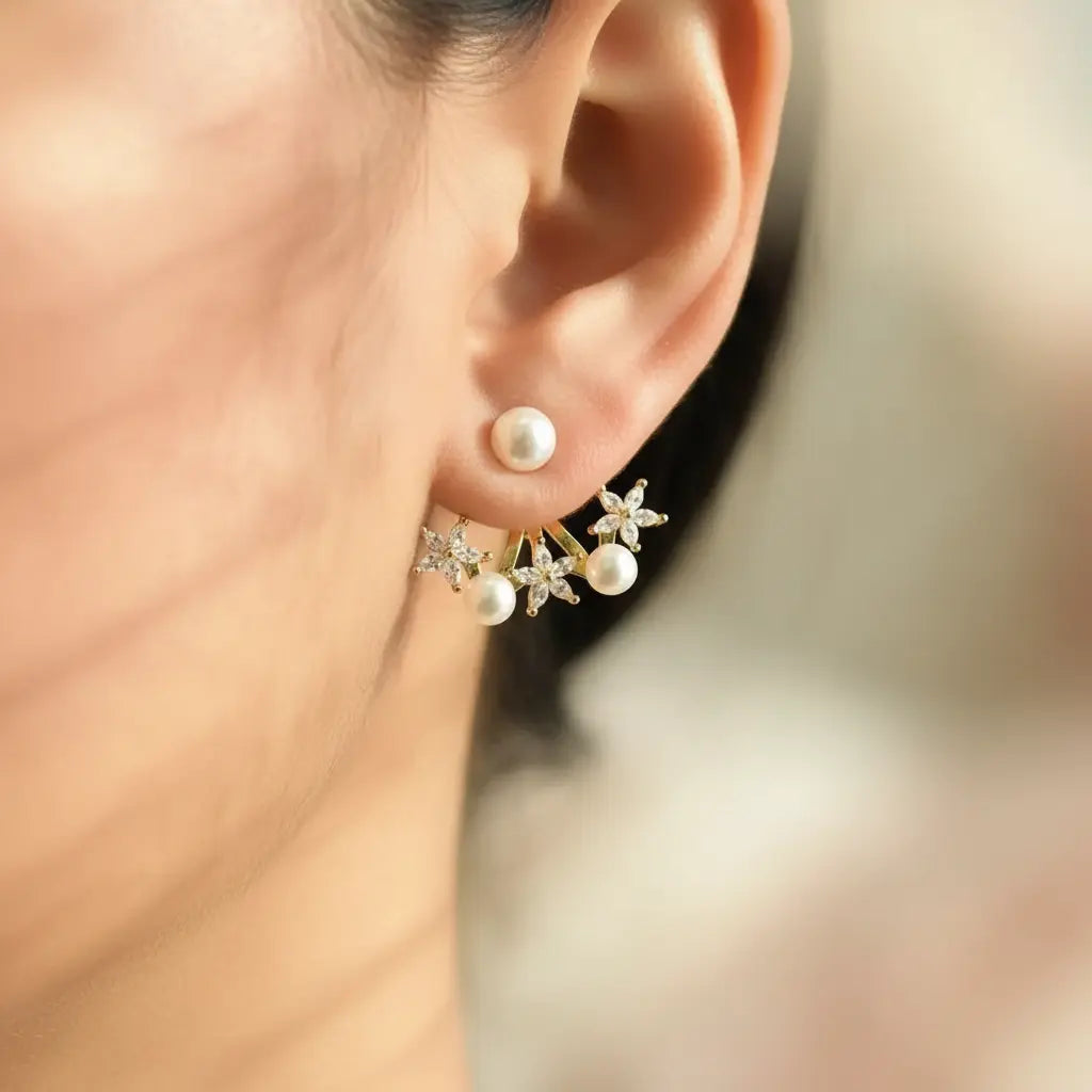 Floral Pearl Drop Earrings