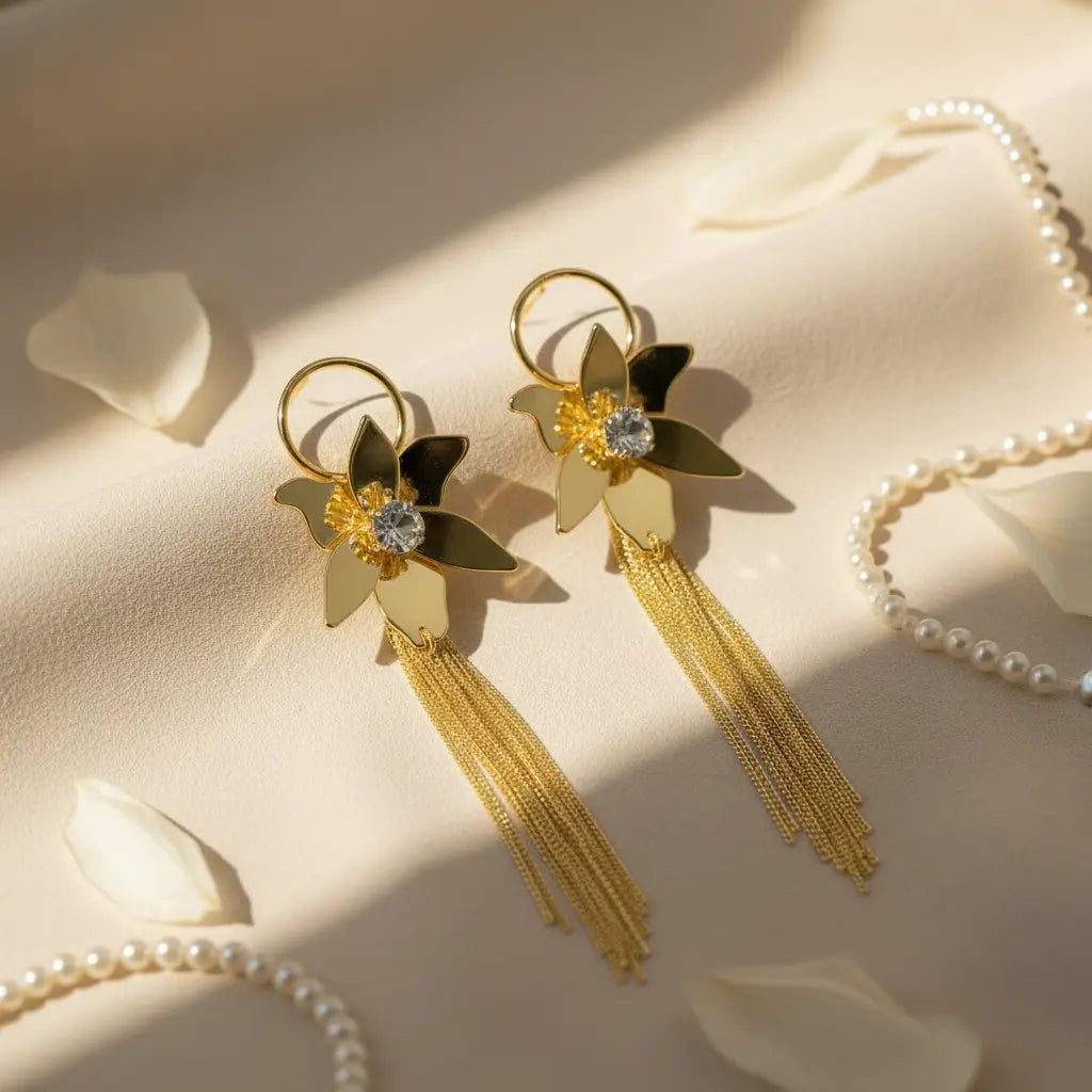 Golden Flutter Tassel Earrings