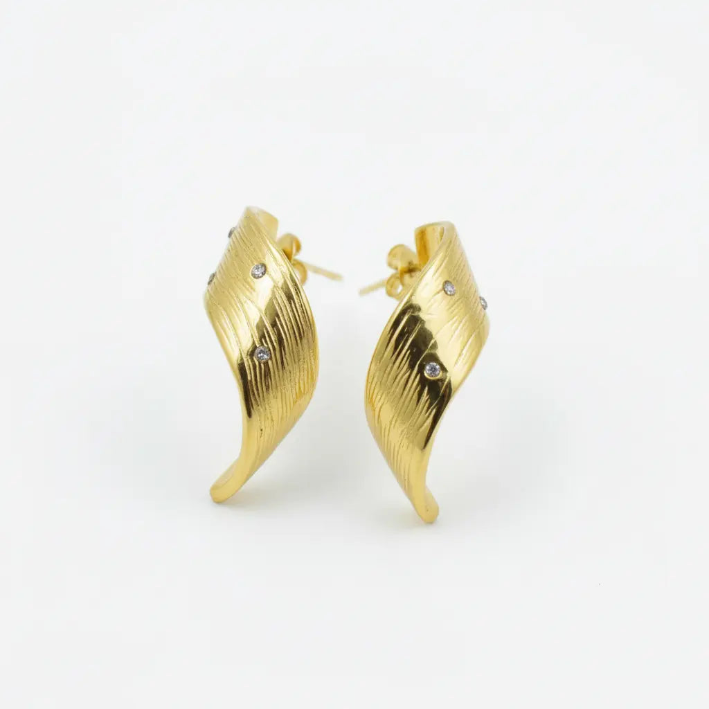 Textured Wave Leaf Earrings