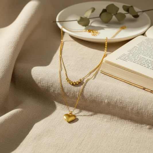 Layered Heart and Bar Necklace