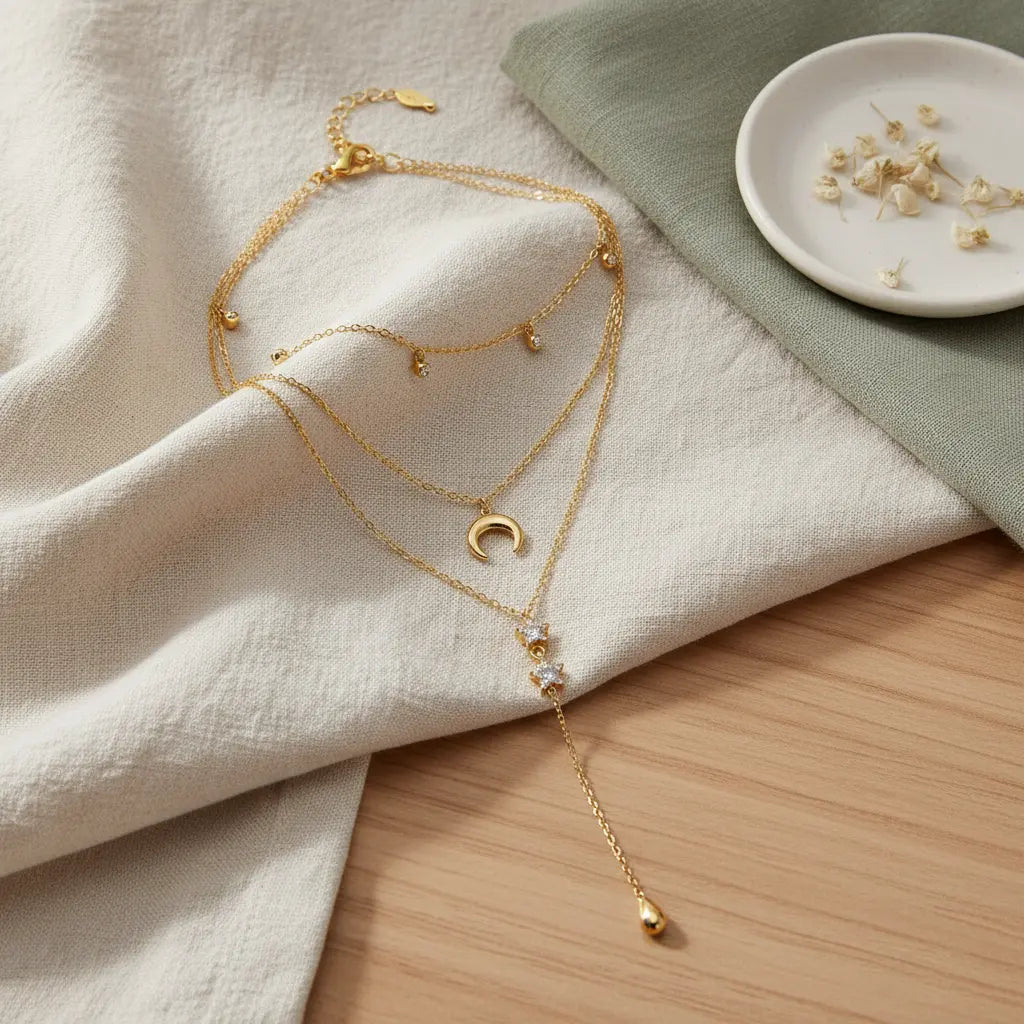 Celestial Layered Lariat Necklace
