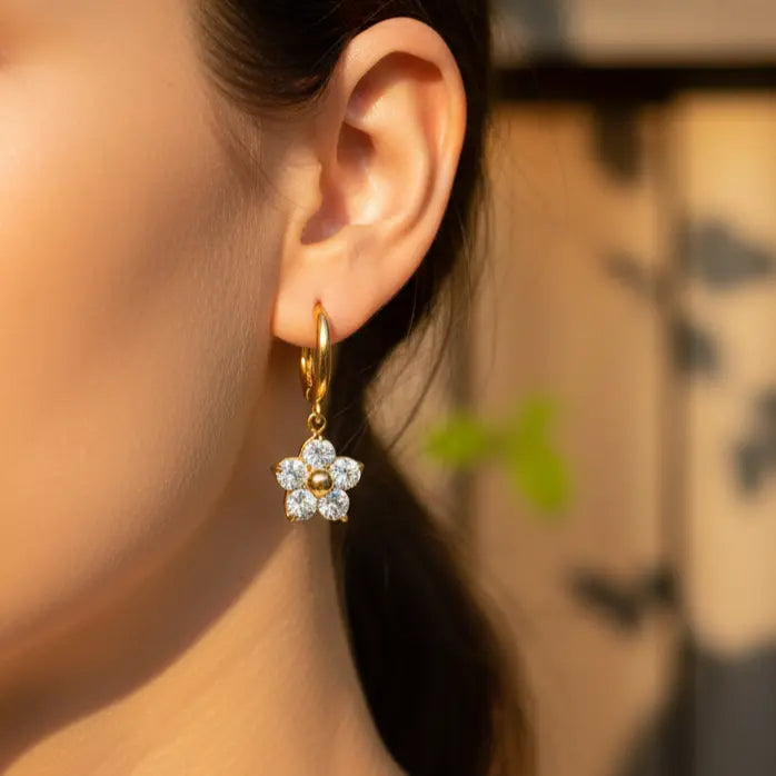 Daisy Spark Drop Hoops
