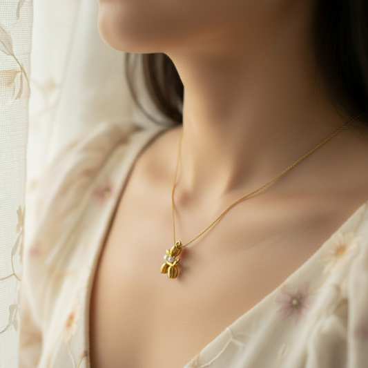 Golden Dog Charm Necklace