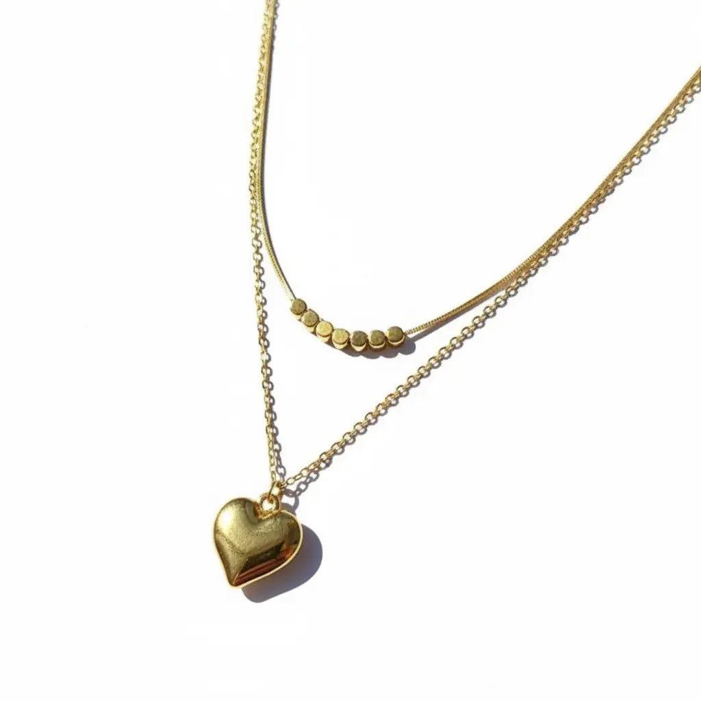 Layered Heart and Bar Necklace