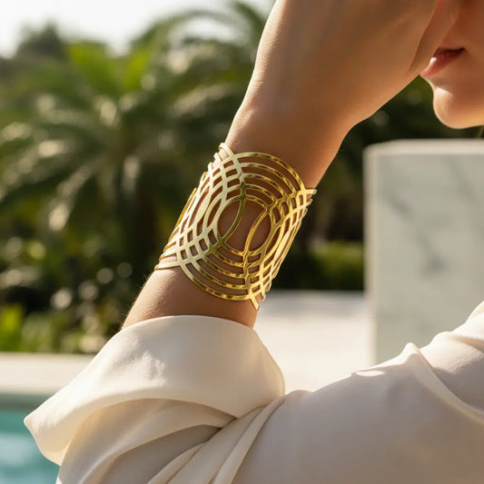 Gold Geometric Lattice Cuff
