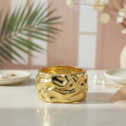 Hammered Gold Organic Bangle