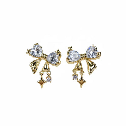 Sparkling Bow Charm Earrings