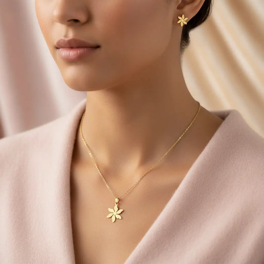 Minimalist Flower Pendant Set