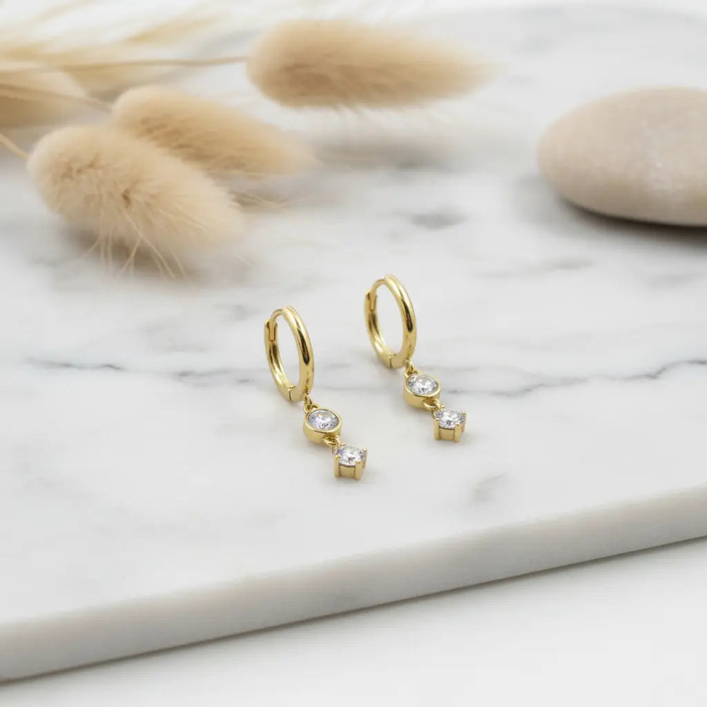 Golden Crystal Drop Hoops