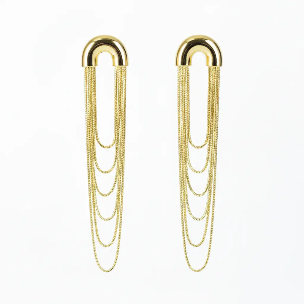 Golden Drape Chain Earrings
