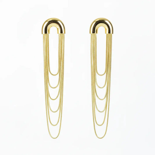 Golden Drape Chain Earrings