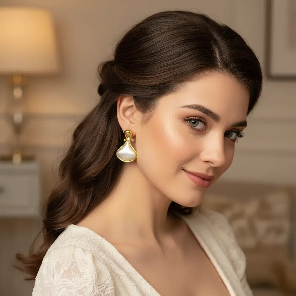 Vintage Pearl Inset Drop Earrings