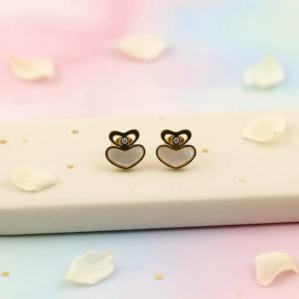 Crowned Heart Stud Earrings