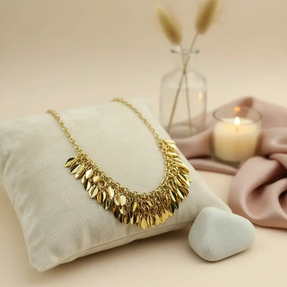 Golden Cascade Tassel Collar Necklace