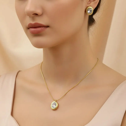 Faceted Oval Pendant Set