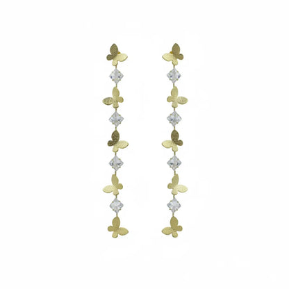 Crystal Butterfly Long Drop Earrings