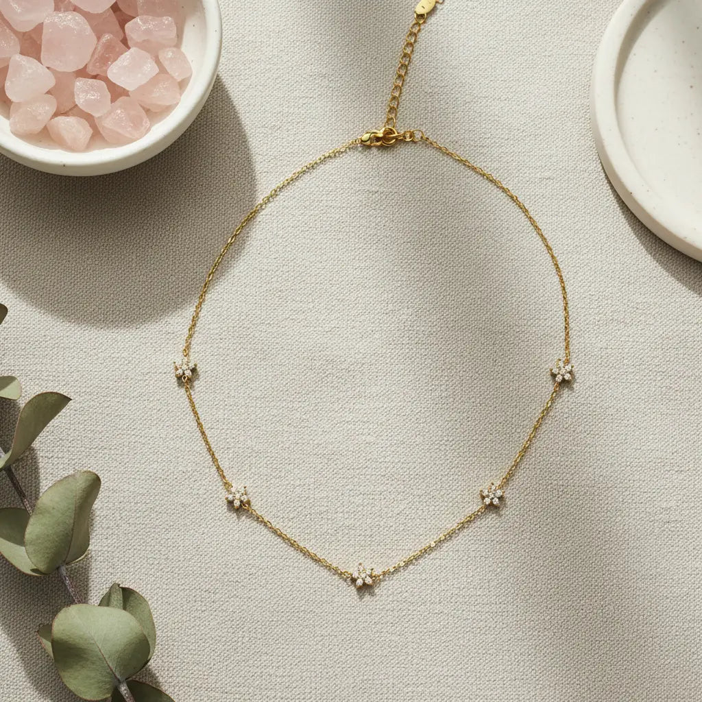 Starlit Petal Station Necklace
