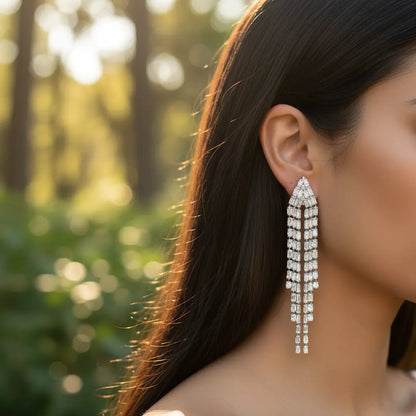 Crystal Cascade Fringe Earrings