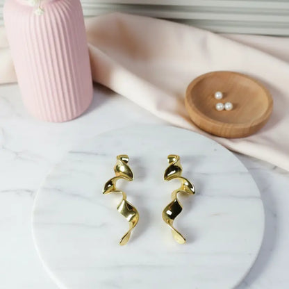 Golden Wave Sculpt Earrings