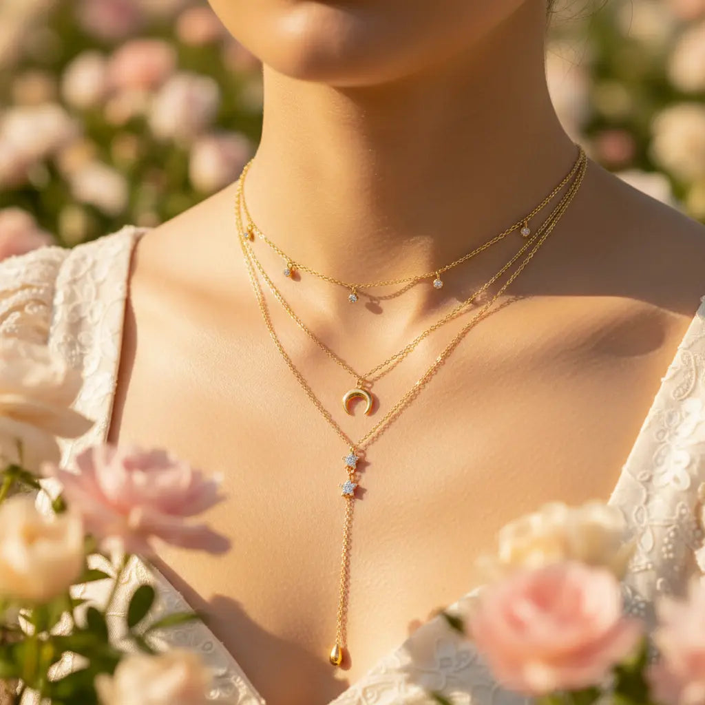 Celestial Layered Lariat Necklace