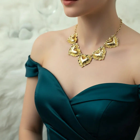 Puffy Heart Statement Necklace