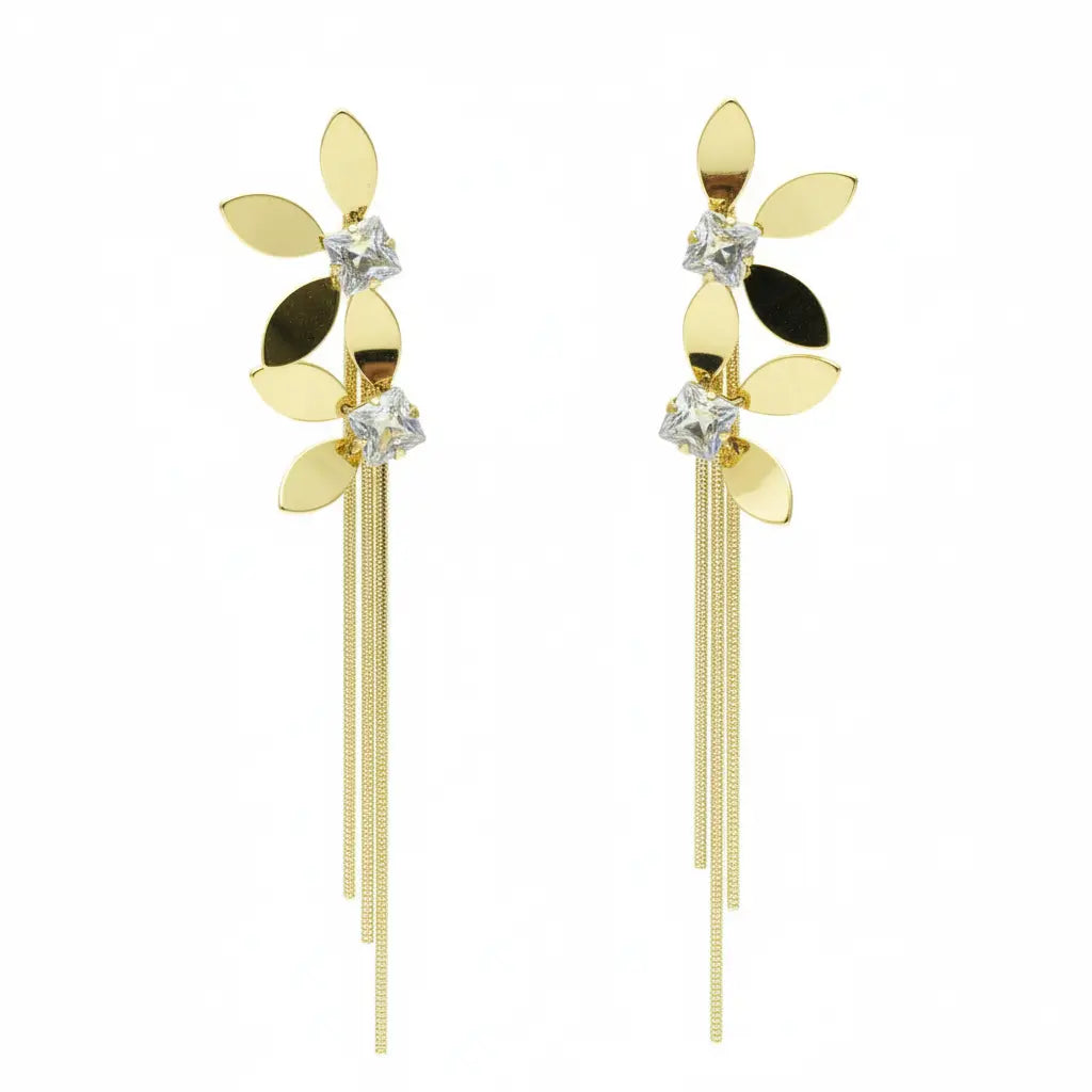 Golden Petal Cascade Earrings