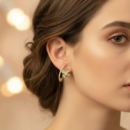 Pearl Flower Arc Earrings