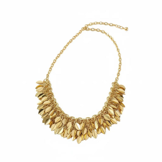 Golden Cascade Tassel Collar Necklace