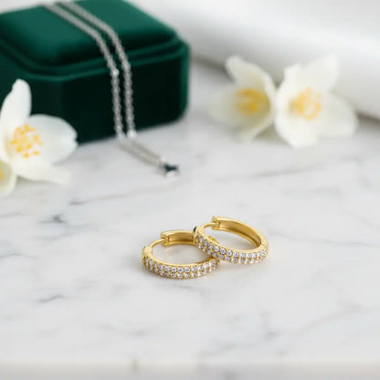 Radiant Pave Huggie Hoops