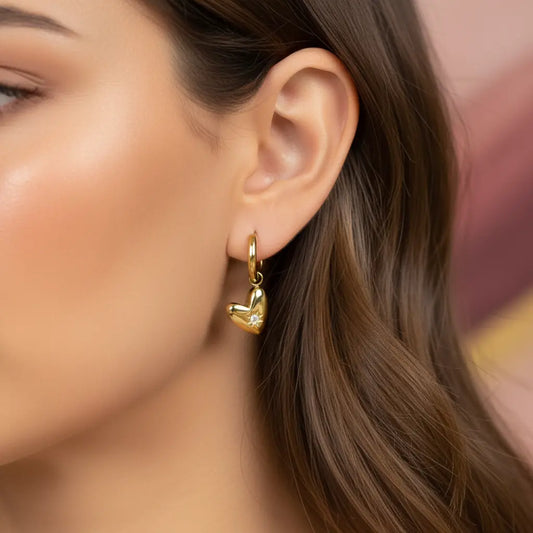 Starlit Heart Drop Hoops