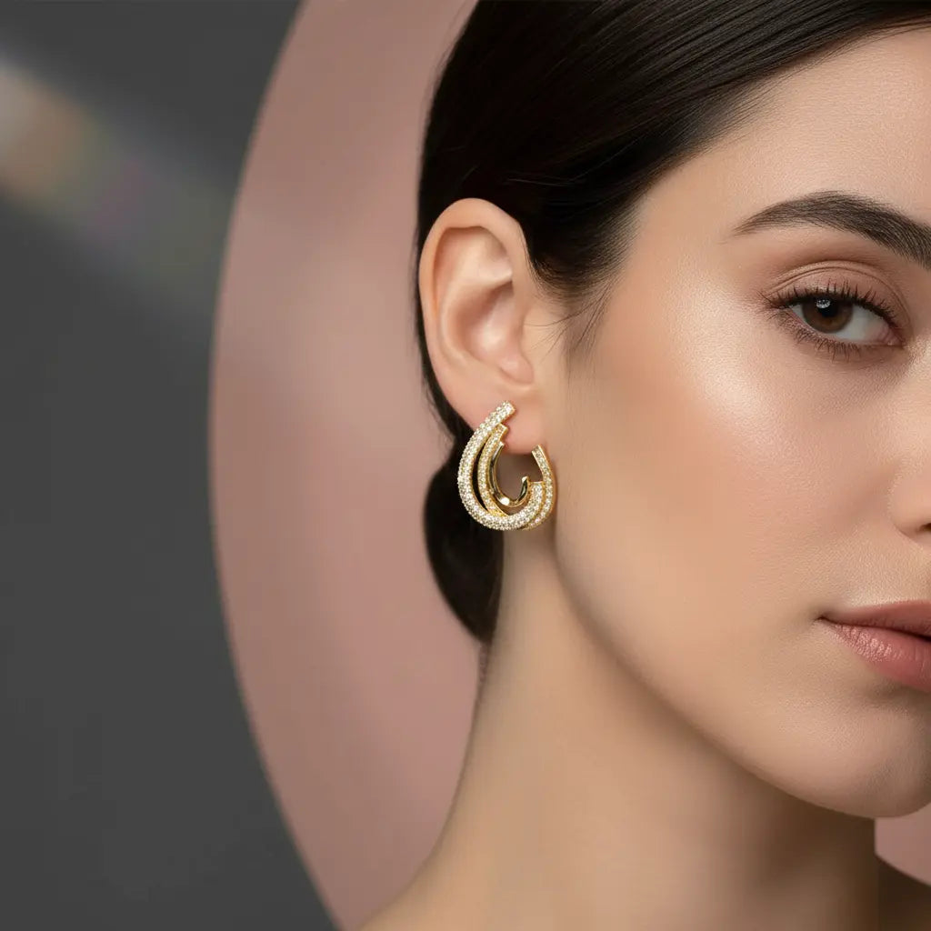 Triple Layer Crystal Earrings