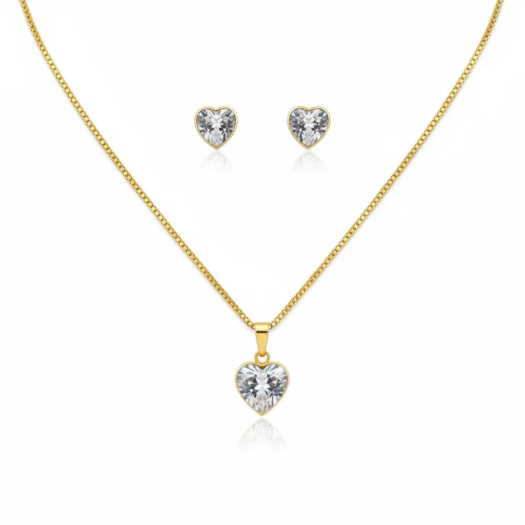 Faceted Heart Pendant Set