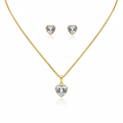 Faceted Heart Pendant Set