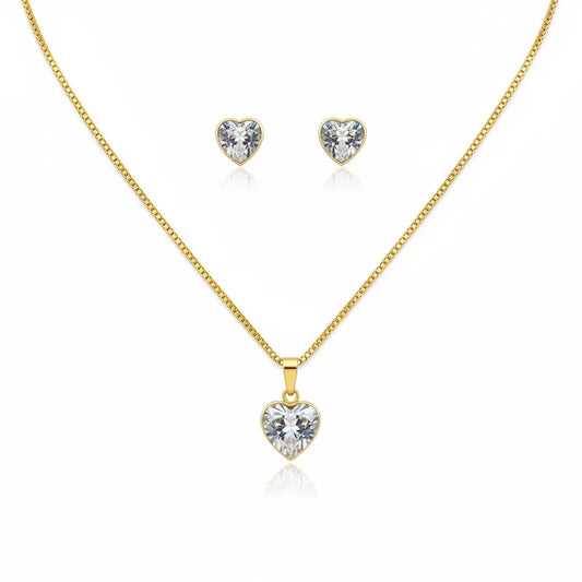 Faceted Heart Pendant Set