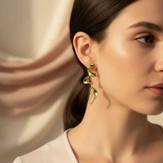 Golden Wave Sculpt Earrings