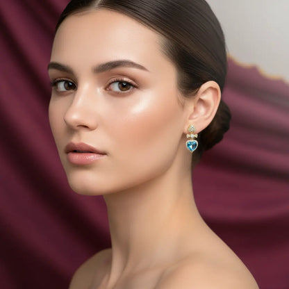 Azure Heart Sparkle Earrings
