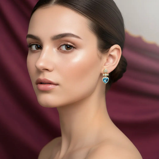 Azure Heart Sparkle Earrings