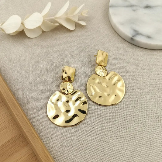 Hammered Geometric Drop Earrings